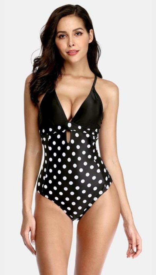 DESIREE- V Neck Polka Dot Printed Monokini | Ariani Collections Co.