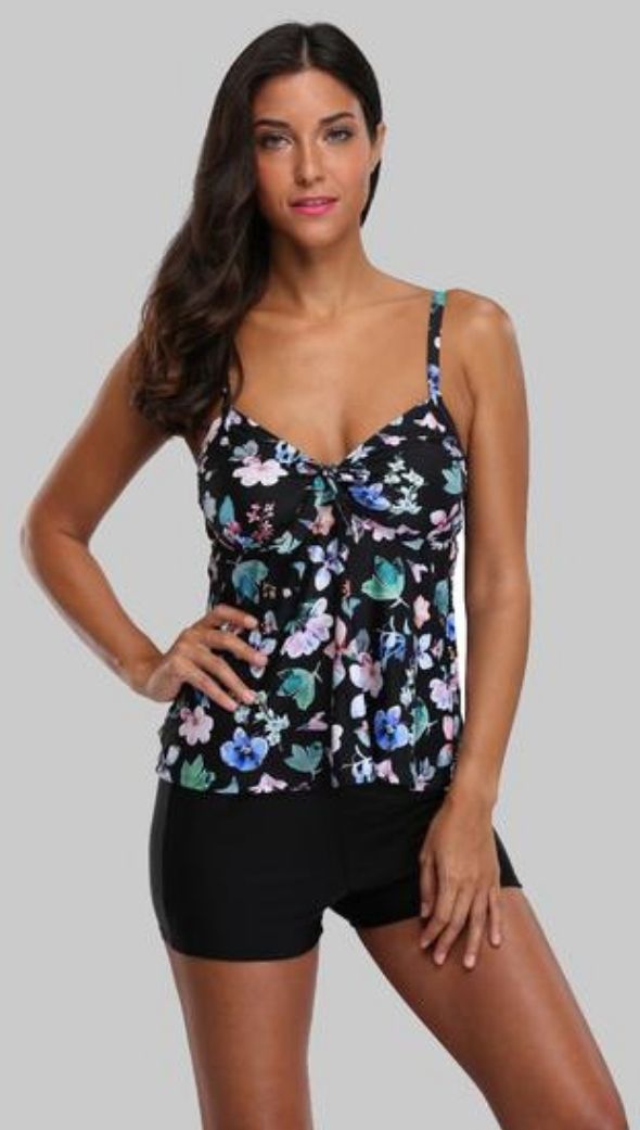 NOVA - Women Floral Tie Front Tankini Set | Ariani Collections Co.