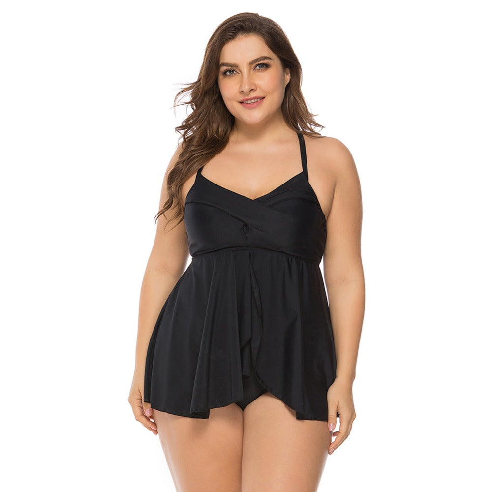 Two Piece Retro Tankini Swimwear - Black | Ariani Collections