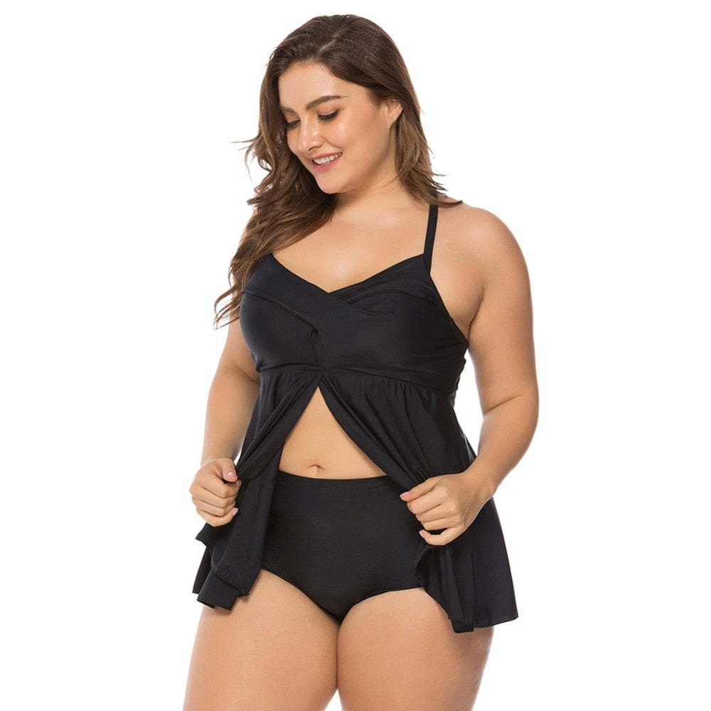 Two Piece Retro Tankini Swimwear - Black | Ariani Collections