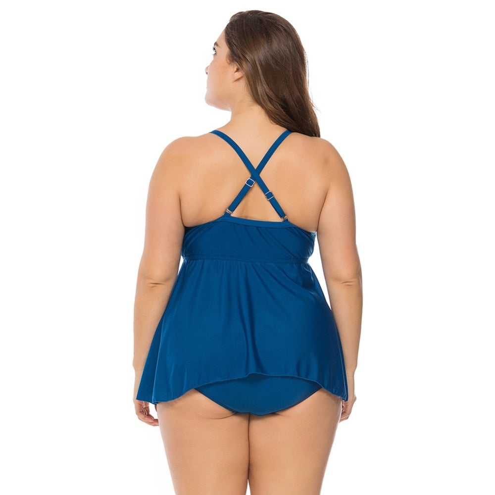 Plus Size Vintage Tankini Swimwear - Blue | Ariani Collections