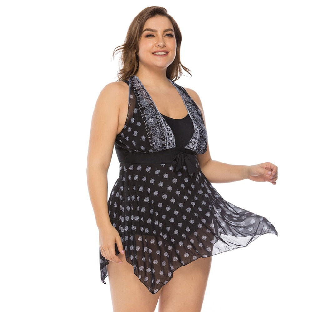 Plus Size Black Color Monokini Swimwear - Ariani Collections