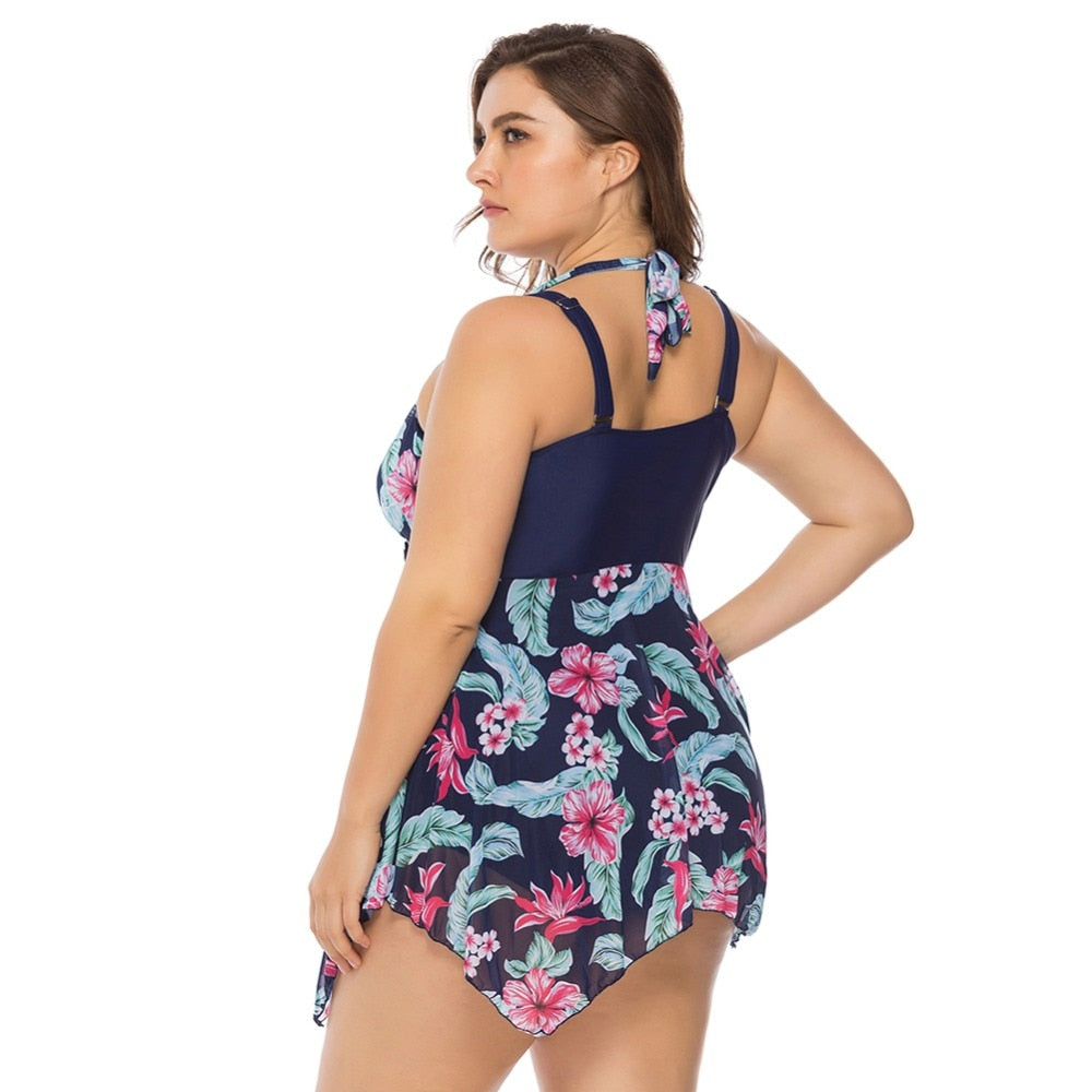 Plus Size Floral Print Monokini Swimwear - Ariani Collections