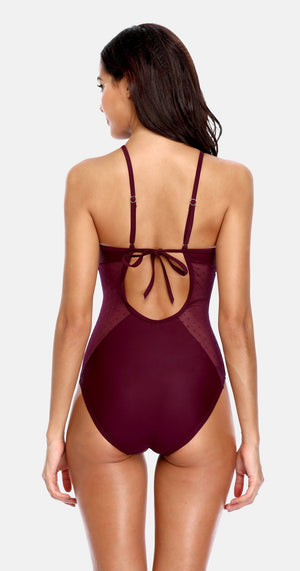 RILEY - Mesh Plunge One Piece Swimsuit | Ariani Collections Co.